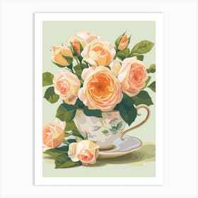 English Roses Painting Rose In A Teacup 4 Art Print