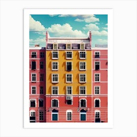 Oil Paint Collage Pink Buildings Architecture Art Print