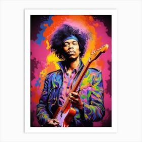 Jimi Hendrix Neon Lights 1 Art Print