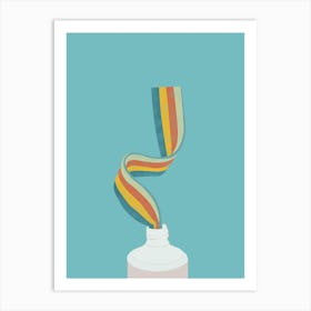 Bottle With A Rainbow Ribbon Art Print