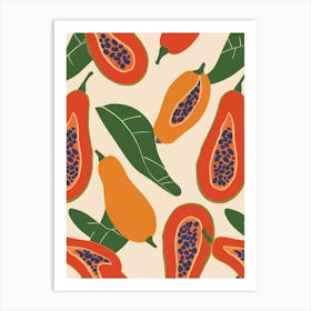 Papaya Pattern Illustration Art Print
