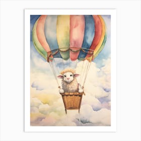 Baby Sheep 1 In A Hot Air Balloon Art Print