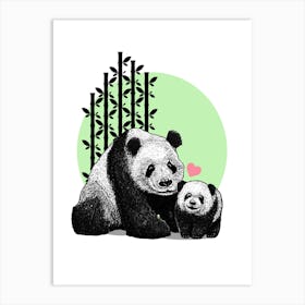 'Panda Love' Illustration Art Print