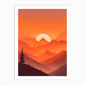 Misty Mountains Vertical Composition In Orange Tone 351 Art Print