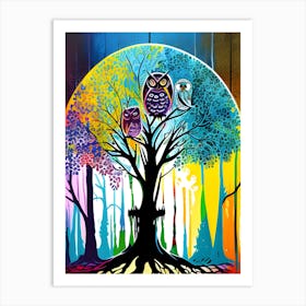 Owls In The Tree Art Print