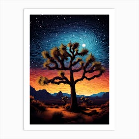 Joshua Tree With Starry Sky In Nat Viga Style (1) Art Print