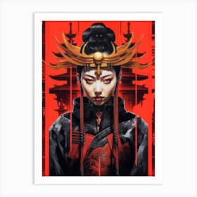 Geisha Girl with Red Eyes Art Print
