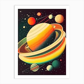 Asteroid Belt Vintage Sketch Space Art Print