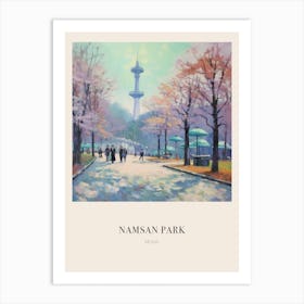 Namsan Park Seoul South Korea Vintage Cezanne Inspired Poster Art Print