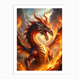 Dragon In Flames Art Print