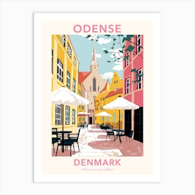 Odense, Denmark, Flat Pastels Tones Illustration 4 Poster Art Print