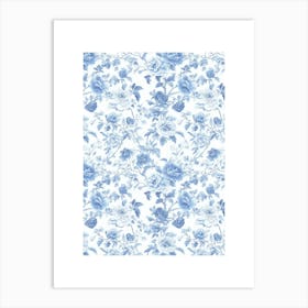 Blue And White Roses Art Print