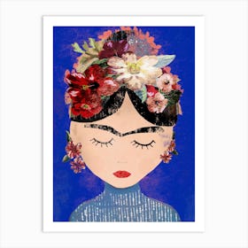 Frida (Blue) Art Print