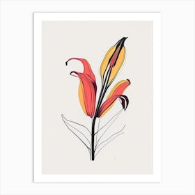 Inca Lily Floral Minimal Line Drawing 2 Flower Art Print