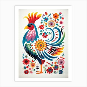 Scandinavian Bird Illustration Rooster 1 Art Print