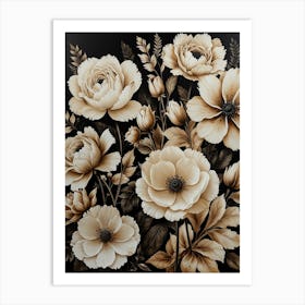 Black And White Flowers 4 Art Print