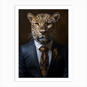 African Leopard Wearing A Suit 2 Art Print