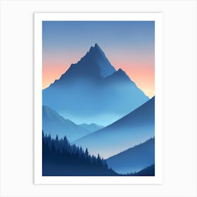 Misty Mountains Vertical Composition In Blue Tone 82 Art Print