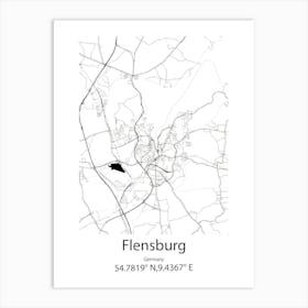 Flensburg,Germany Minimalist Map Art Print