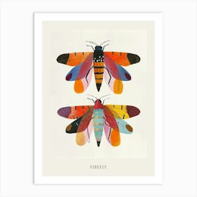 Colourful Insect Illustration Firefly 6 Poster Art Print