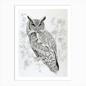 Brown Fish Owl Marker Drawing 1 Art Print