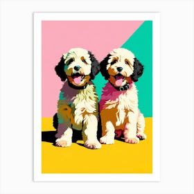 Portuguese Water Dog Pups, This Contemporary art brings POP Art and Flat Vector Art Together, Colorful Art, Animal Art, Home Decor, Kids Room Decor, Puppy Bank - 122nd Art Print
