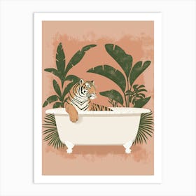 Bathtub Tiger Mid Century Art Print