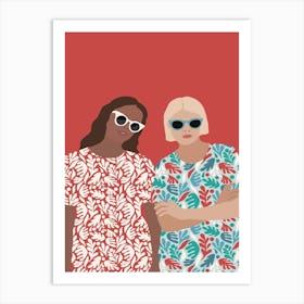 Jess And Jade   Red Art Print