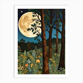 William Morris Moonlight In The Woods 86 Art Print