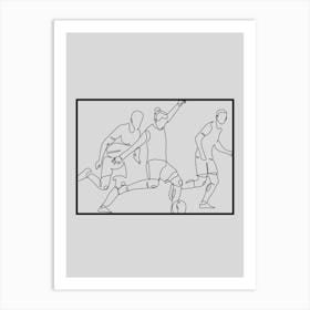 Soccer Players In Action linea art Art Print