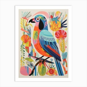 Colourful Scandi Bird Parrot 1 Art Print