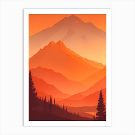 Misty Mountains Vertical Composition In Orange Tone 251 Art Print