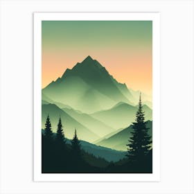 Misty Mountains Vertical Composition In Green Tone 90 Art Print