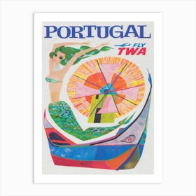 Mermaid, Portugal Vintage Travel Poster Art Print