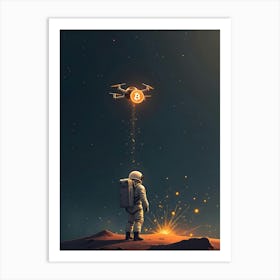 Astronaut Flying A Drone 1 Art Print