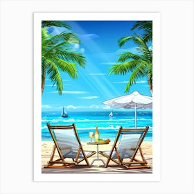 Beach Chairs On The Beach Art Print