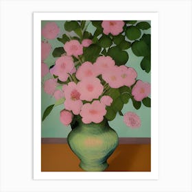 Pink Flowers In Vase Art Print