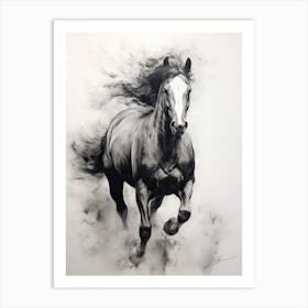 A Horse Painting In The Style Of Monochrome Painting 2 Art Print