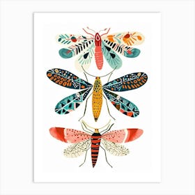 Colourful Insect Illustration Lacewing 3 Art Print