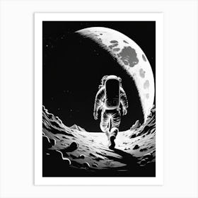 Astronaut Doing Moon Walk Noir Comic 2 Art Print