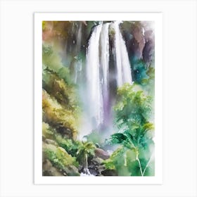 Millaa Millaa Falls, Australia Water Colour  (1) Art Print