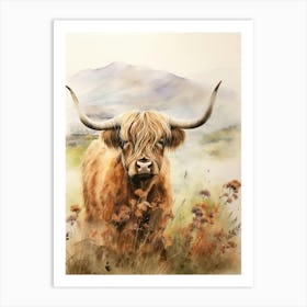 Ochre Colour Scheme Mountain Cow 1 Art Print