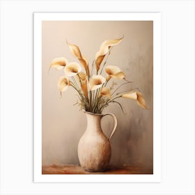 Calla Lily, Autumn Fall Flowers Sitting In A White Vase, Farmhouse Style 2 Art Print