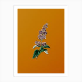 Vintage Lady Josika's Lilac Flower Botanical on Sunset Orange n.0783 Art Print