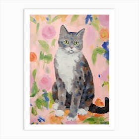 A British Shorthair, Cat Painting, Impressionist Painting 2 Art Print