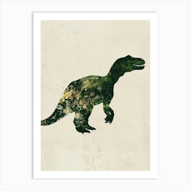 Olive Green T Rex Silhouette 1 Art Print