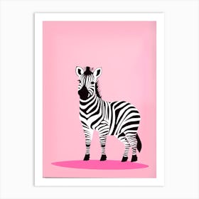 Playful foal On Solid pink Background, modern animal art, baby zebra 2 Art Print