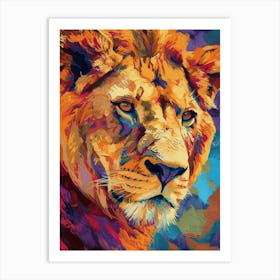 Transvaal Lion Portrait Close Up Fauvist Painting 3 Art Print