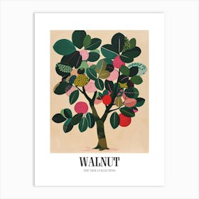 Walnut Tree Colourful Illustration 2 Poster Art Print