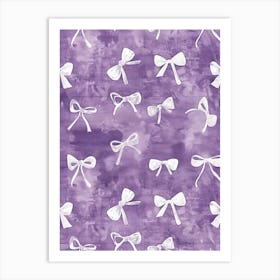 White And Purle Bows 4 Pattern Art Print